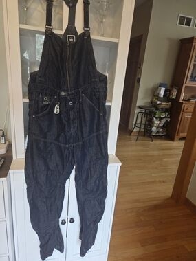 G-Star Black Denim Relaxed Overalls